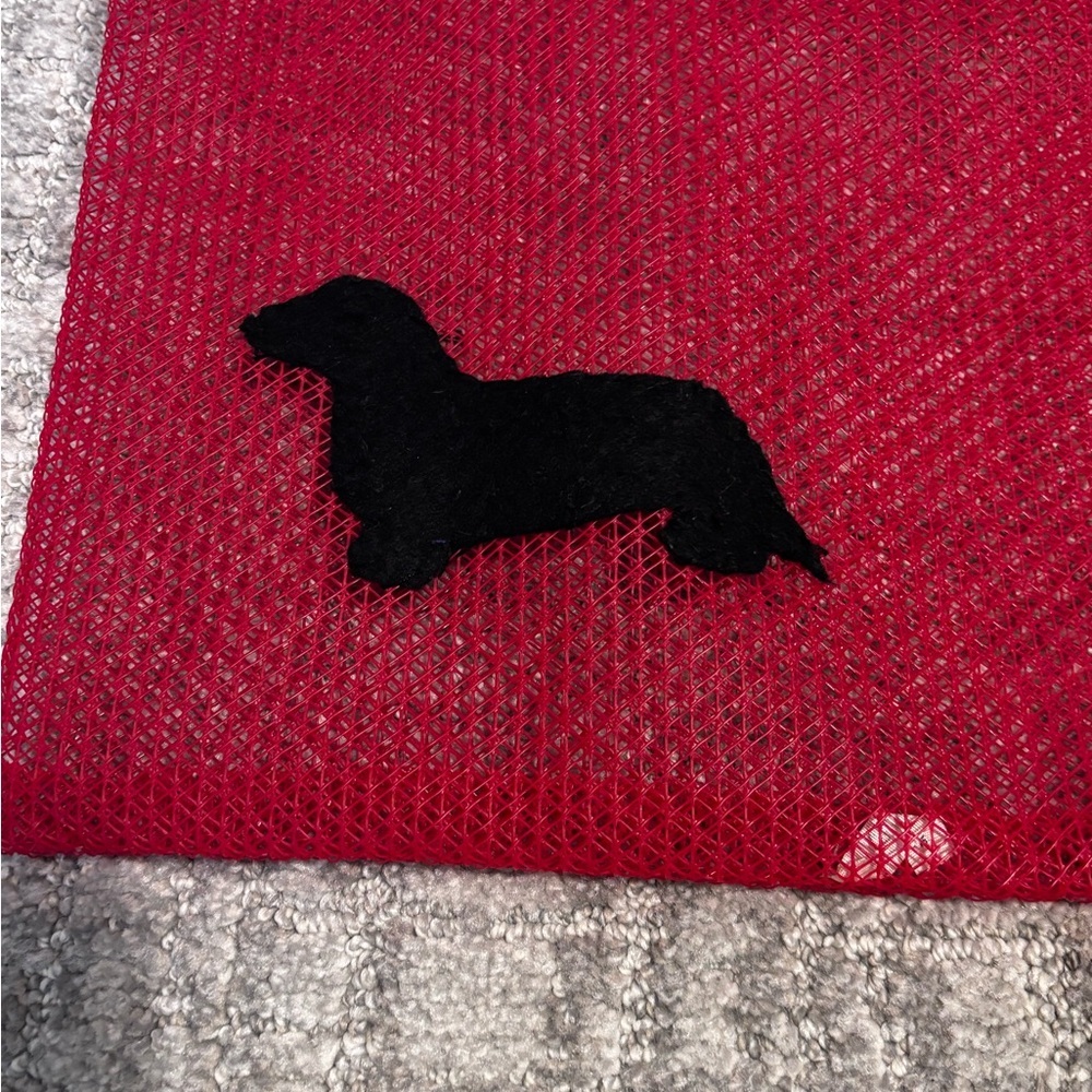Red Plastic Gold Handled Tote with Dachshund Cutout | Made in Spain - Picture 2 of 7